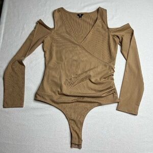 GUESS One Piece Open Shoulder Light Brown Body Suit Size M super cute